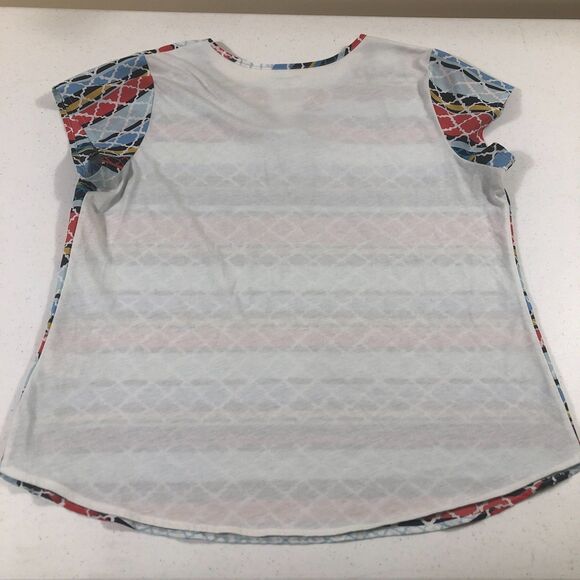 Van Heusen Womens Multi Colored Geometric Shirt Large Resort Bohemian Casual - Picture 3 of 6